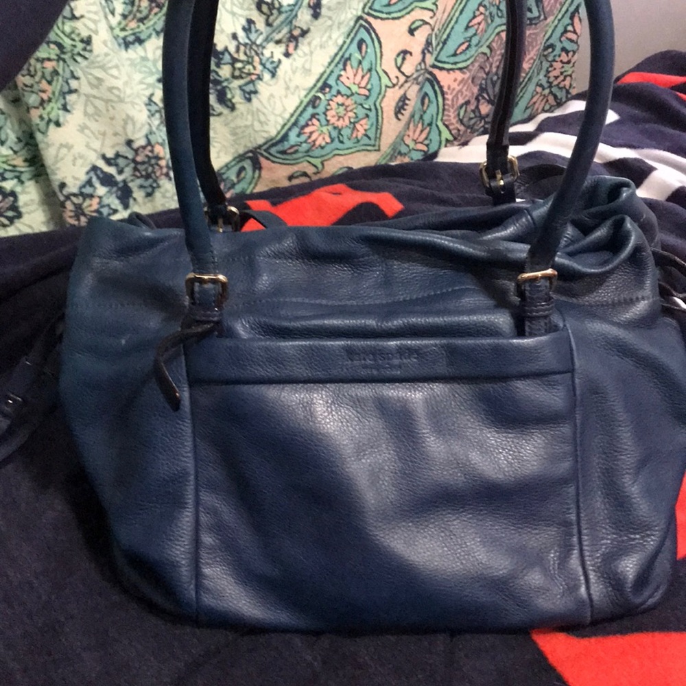 Vintage kate spade blue leather tote